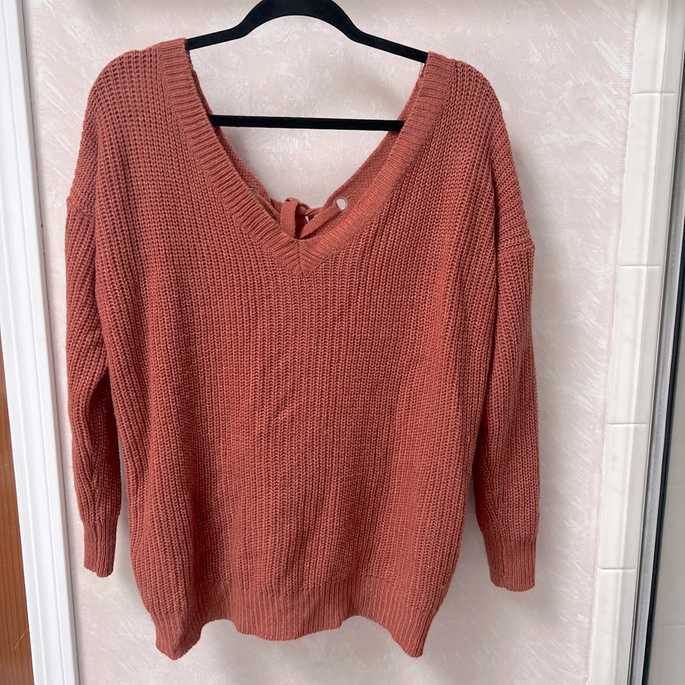 Rust/Pink Cable Knit Sweater